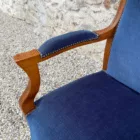 Fauteuil Voltaire bleu velours