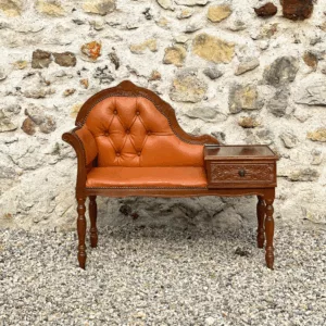 Fauteuil téléphone skai camel