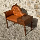 Fauteuil téléphone skai camel