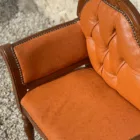 Fauteuil téléphone skai camel