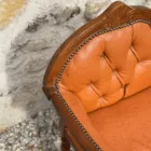 Fauteuil téléphone skai camel