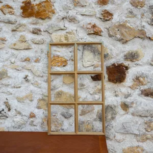 Cadre fenêtre dorée vintage avec éclats bleu turquoise