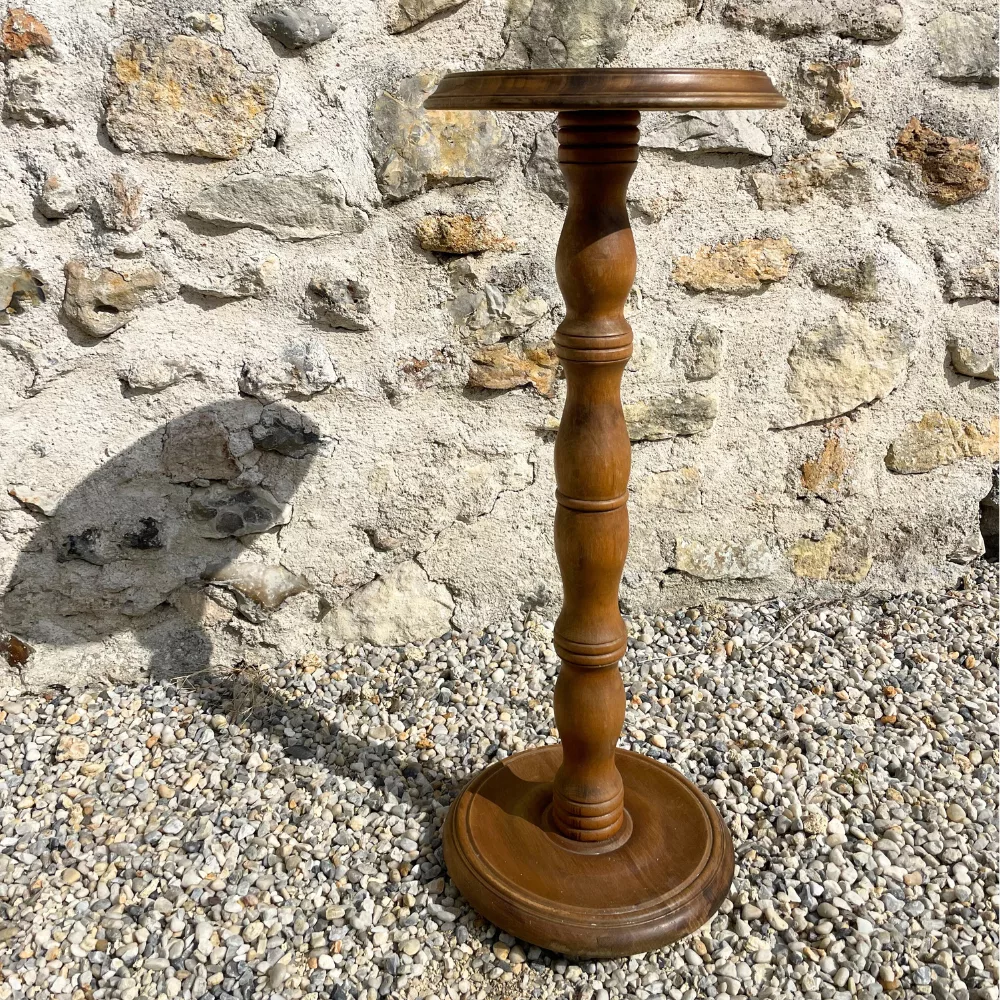 Guéridon vintage en bois pied ondulé