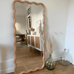 Miroir bois clair ondulé XL