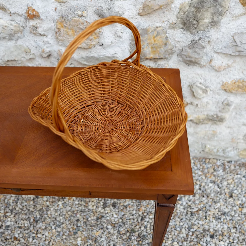 Panier vintage à anse marron moyen