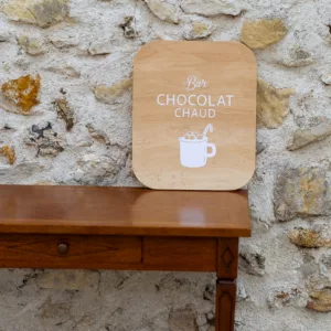 Panneau bois brut clair - bar chocolat chaud