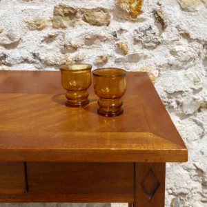 Photophore vintage ambré sur pied