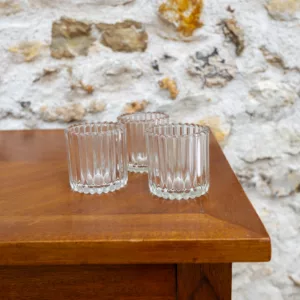 Photophore en verre transparent lignes en relief