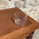 Photophore en verre transparent strié (grand)