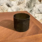 Photophore strié en verre transparent vert sapin