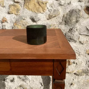 Photophore strié en verre transparent vert sapin