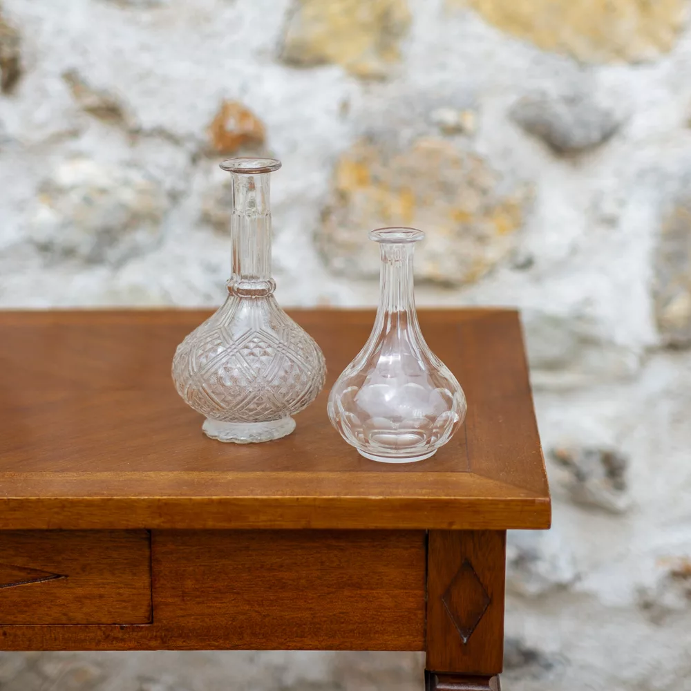 Soliflores vintage en verre transparent style flacon