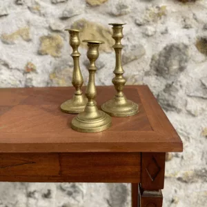 Trio de bougeoirs vintage laiton or