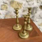 Trio de bougeoirs vintage laiton or