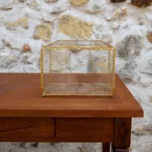 Urne "serre" en verre et bords dorés