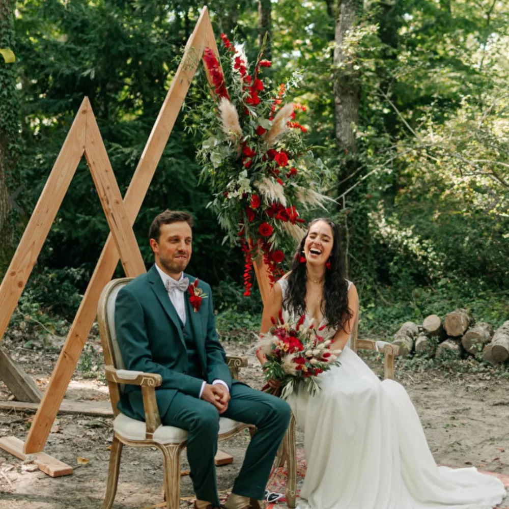 Arche triangulaire double bois naturel