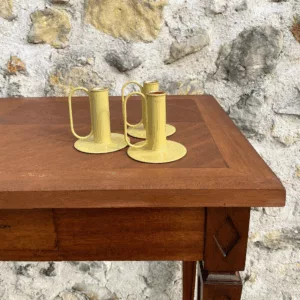 Bougeoir tube à anse jaune pâle