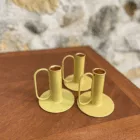 Bougeoir tube à anse jaune pâle