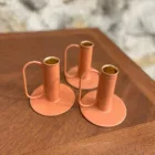 Bougeoir tube à anse orange