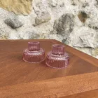 Bougeoir en verre strié lilas