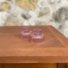 Bougeoir en verre strié lilas