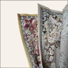 Tapis vintage écru, moutarde et rouge