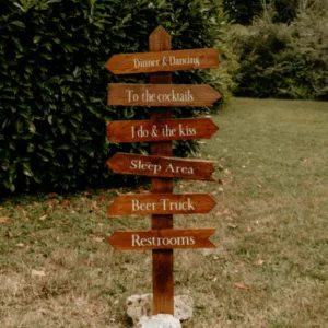 Panneau directionnel noyer multi-directions