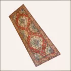 Tapis boho écru, rouge et bleu