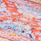 Tapis boho écru, rouge et bleu