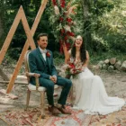 Tapis boho écru, rouge et bleu