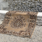 Tapis rectangulaire noir, beige et blanc