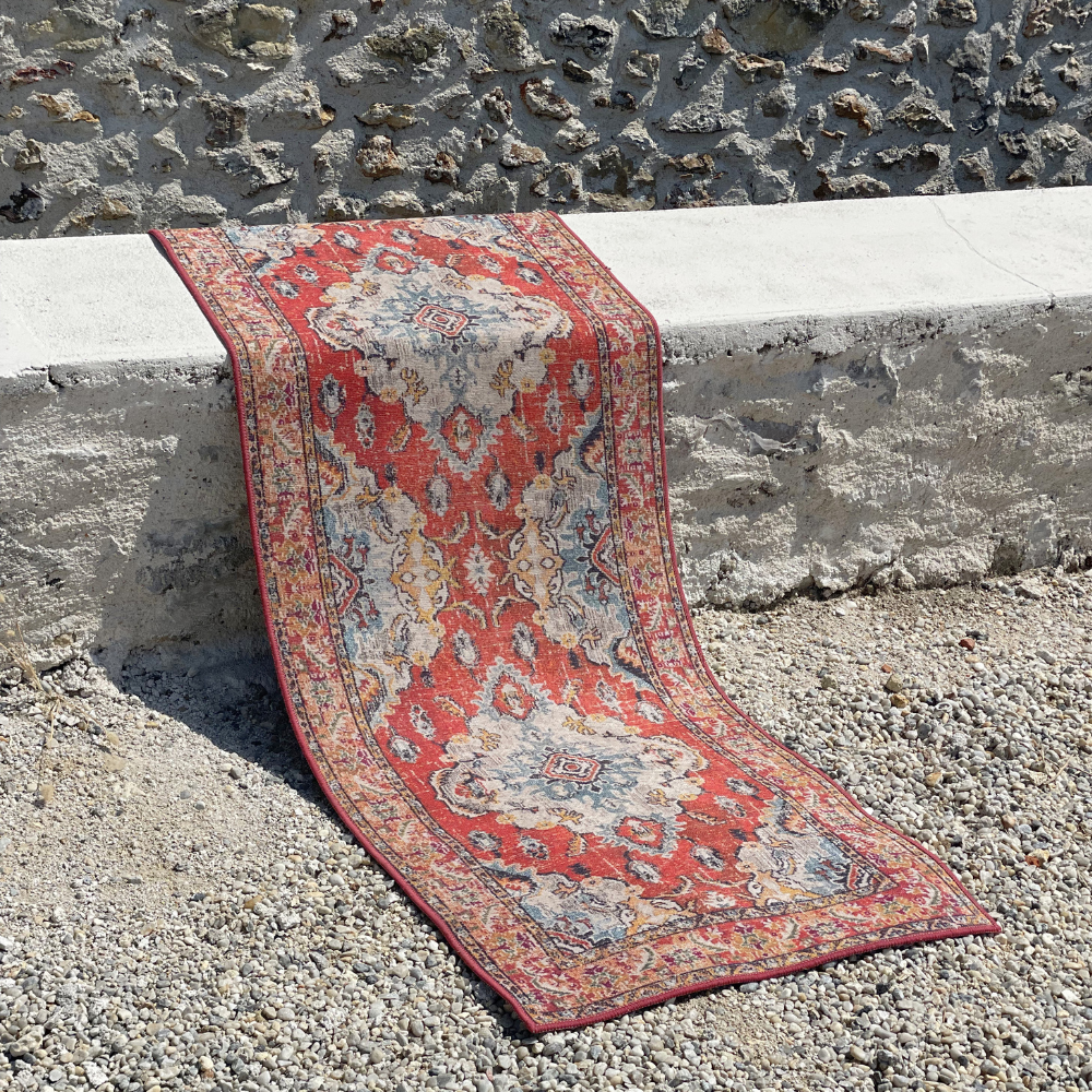 Tapis style vintage bleu, rouge, beige Tapis style vintage bleu, rouge, beige
