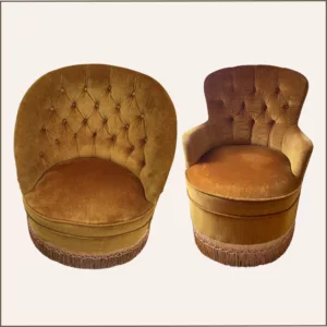 Duo de fauteuils crapaud bronze