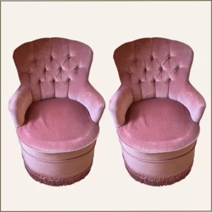 Duo de fauteuils crapaud rose