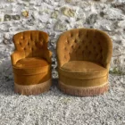 Duo fauteuils crapaud bronze