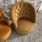 Duo fauteuils crapaud bronze