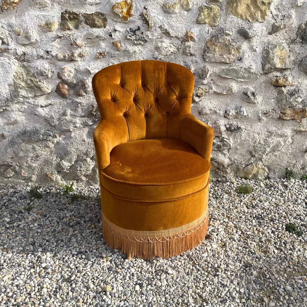 Fauteuil crapaud bronze