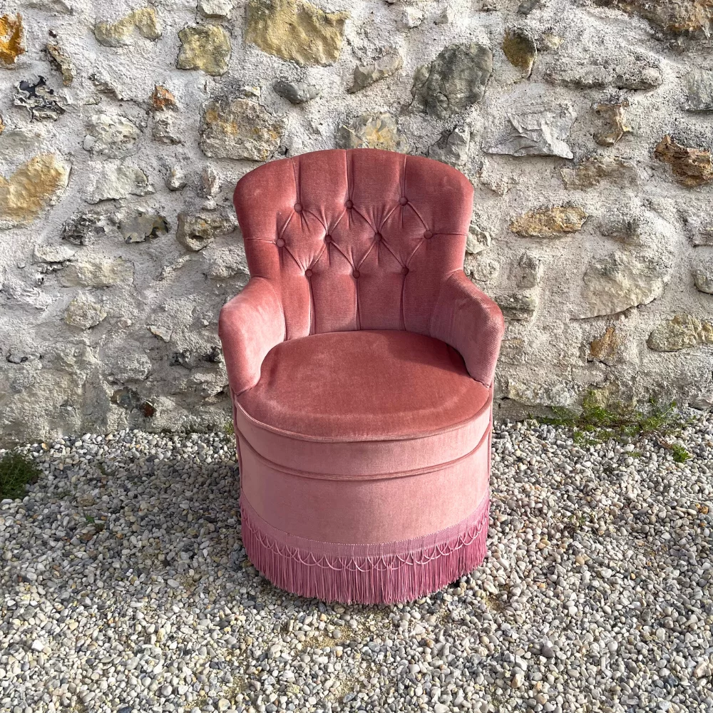 Fauteuil crapaud rose