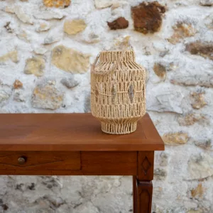 Lanterne cylindrique raphia clair