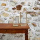 Lanterne rectangulaire en verre transparent et bordures or