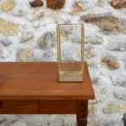 Lanterne rectangulaire en verre transparent et bordures or