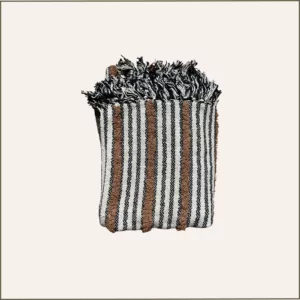 Plaid boho écru, noir et marron