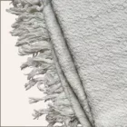 Plaid épais à franges blanc cassé