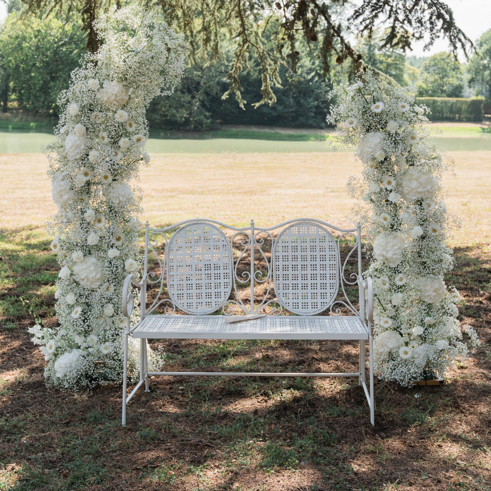 Banc en fer forge blanc Banc en fer forge blanc