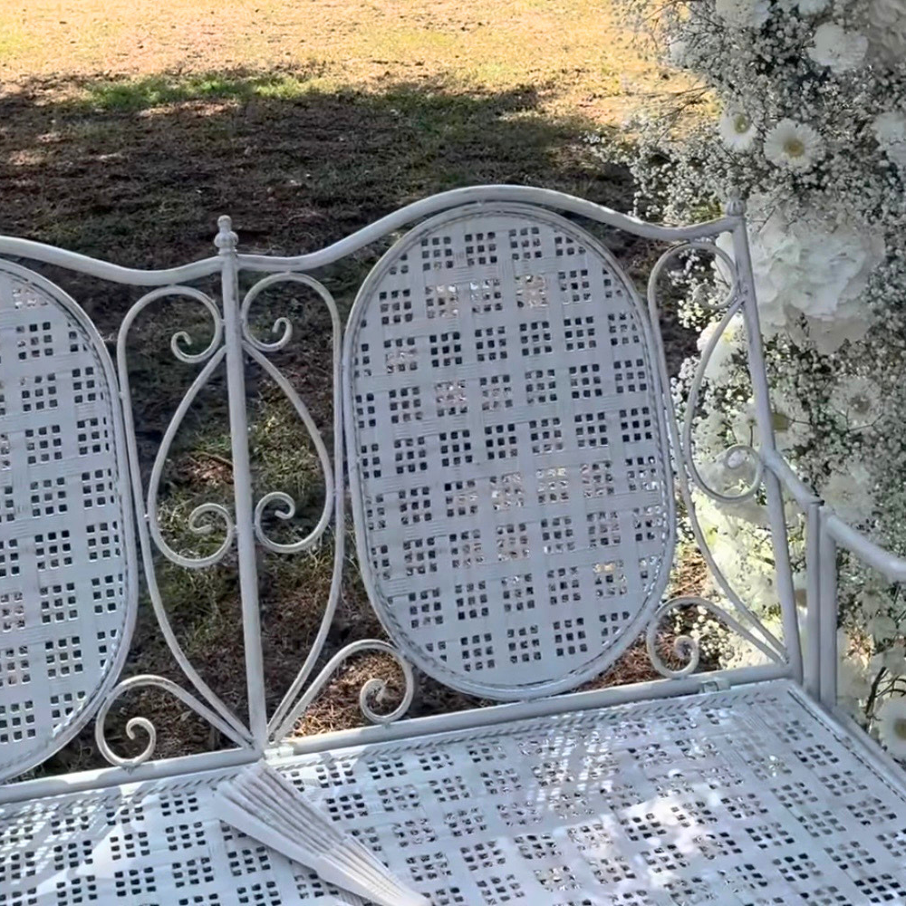 Banc fer forgé blanc