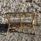 Banquette rotin clair et matelas d'assise écru