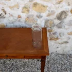 Bonbonnière cylindrque en verre avec couvercle bouton