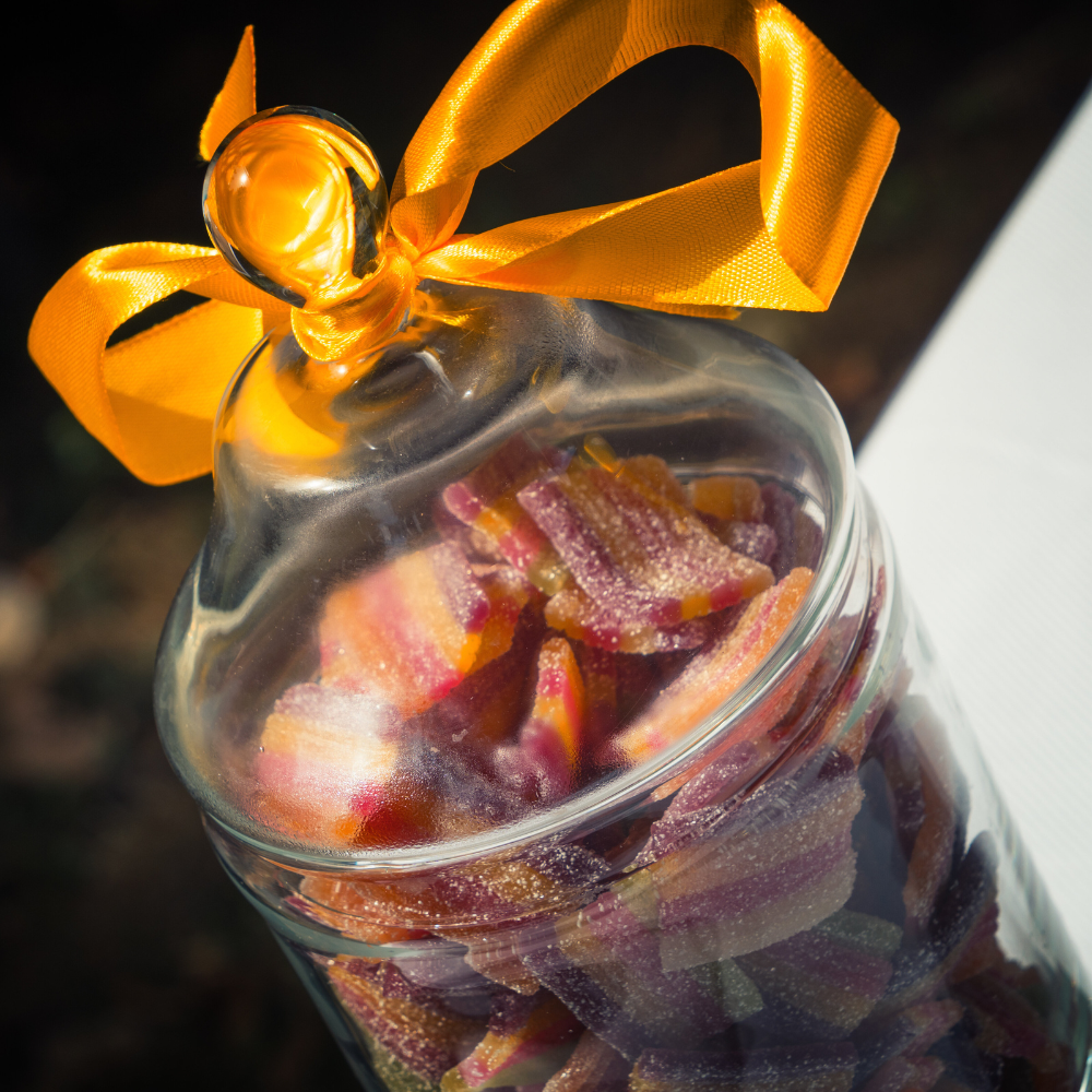 Bonbonnière en verre cylindrique
