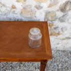 Bonbonnière en verre strié couvercle alu