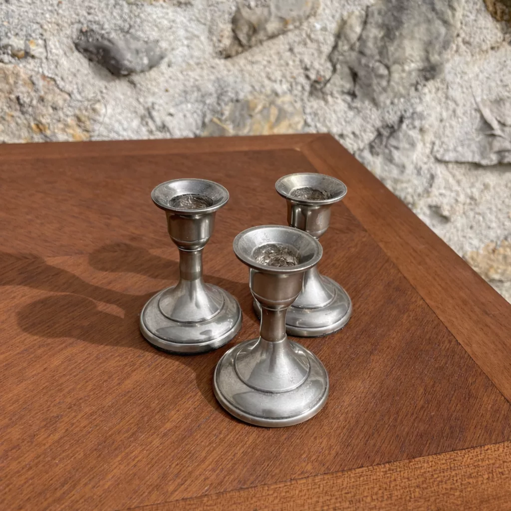 Bougeoir métal argent style vintage